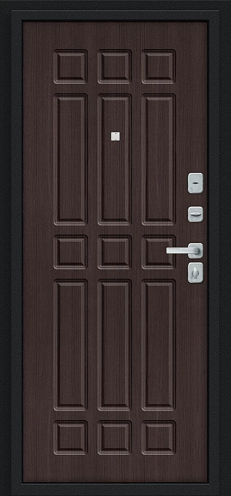 Входная дверь Мило МФ/BChrome Букле черное/Wenge Melinga BR6203 внутренняя сторона