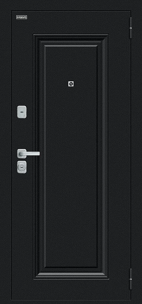 Входная дверь Мило МФ/BChrome Букле черное/Wenge Melinga BR6203 внешняя сторона