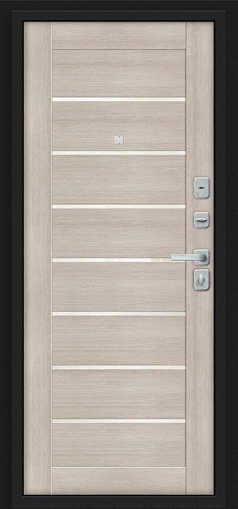 Входная дверь Техно/BChrome Букле черное/Cappuccino Melinga BR6191 внутренняя сторона