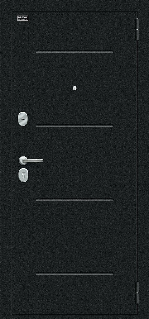 Фото Входная дверь Лайн Букле черное/Snow Art BR4633 внешняя сторона