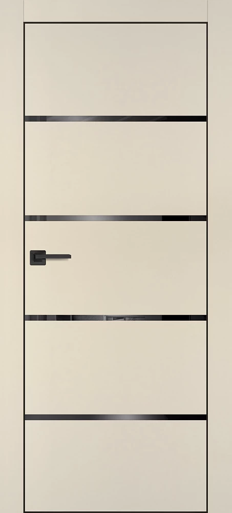 Фото Межкомнатная дверь PX-17 черная кромка с 4-х ст. Бежевый матовый